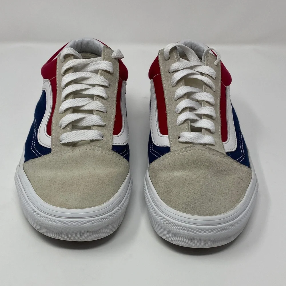Vans Men's Old Skool  Sneakers in Red, Blue, and White Size 5